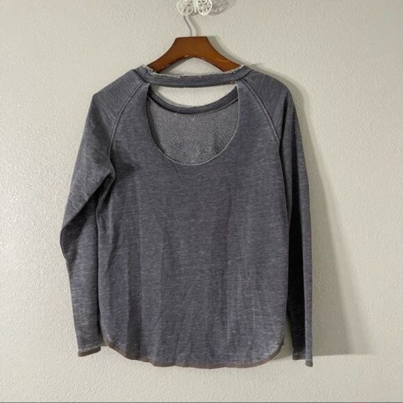 Tokyo Darling Gray Vintage Inspired Sweatshirt with Cutout Super Comfortable XS - Picture 7 of 11